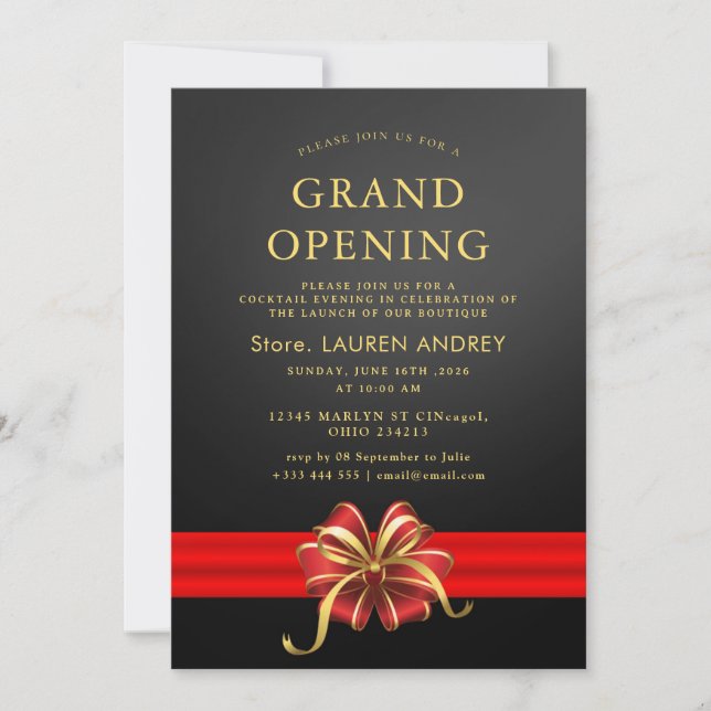 Elegant Minimalist Grand Opening Invitation (Front)