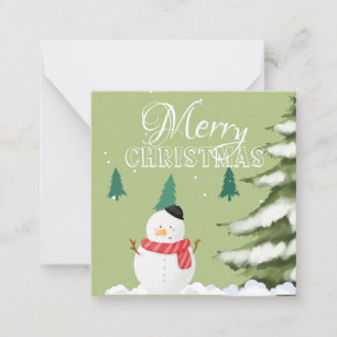 Elegant minimalist graphic snowman green tree Xmas Card