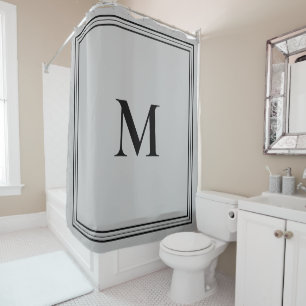 Elegant Minimalist Gray Monogram Shower Curtain