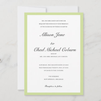 Elegant Minimalist Green Border Wedding Invitation