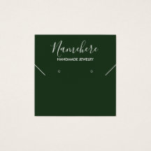 Elegant minimalist green earring display card