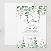 Elegant Minimalist Green Eucalyptus Baby Shower 