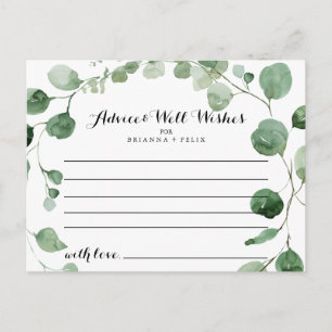 Elegant Minimalist Green Eucalyptus Wedding Postcard