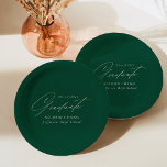 Elegant Minimalist Green Graduation Paper Plate<br><div class="desc">Elegant graduation paper plates featuring "Graduate" displayed in a beautiful white script with a green background. Personalise the graduation plates by adding the graduate's name,  school name,  and graduation year. The personalised graduation paper plates are perfect for both high school and college graduation parties.</div>