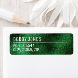Elegant Minimalist Green Metallic Return Address