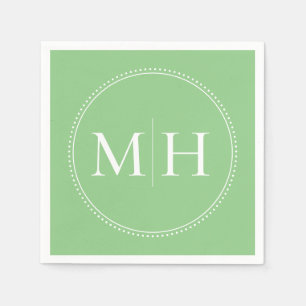 Elegant Minimalist Green Monogram Wedding Napkin
