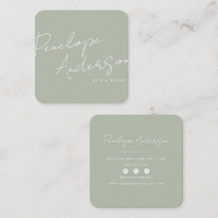 Elegant Minimalist Green Pistachio Chic Modern Square Business Card