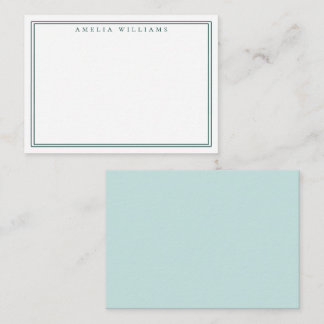 Elegant Minimalist Green Two Border Note Card