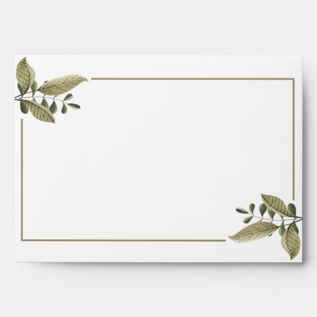 Elegant Minimalist Greenery Wedding Envelope (Front)