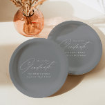 Elegant Minimalist Grey Graduation Paper Plate<br><div class="desc">Elegant graduation paper plates featuring "Graduate" displayed in a beautiful white script with a grey background. Personalise the graduation plates by adding the graduate's name,  school name,  and graduation year. The personalised graduation paper plates are perfect for both high school and college graduation parties.</div>