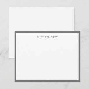 Elegant Minimalist Grey Name Border Flat Card