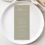 Elegant Minimalist Grey Olive Wedding Menu<br><div class="desc">The simplicity of the design allows it to effortlessly complement any wedding theme or decor style, making it a versatile choice for your special day. The crisp typography and sleek design create a modern and sophisticated look, setting the tone for a memorable wedding celebration. Designed to coordinate with for the...</div>