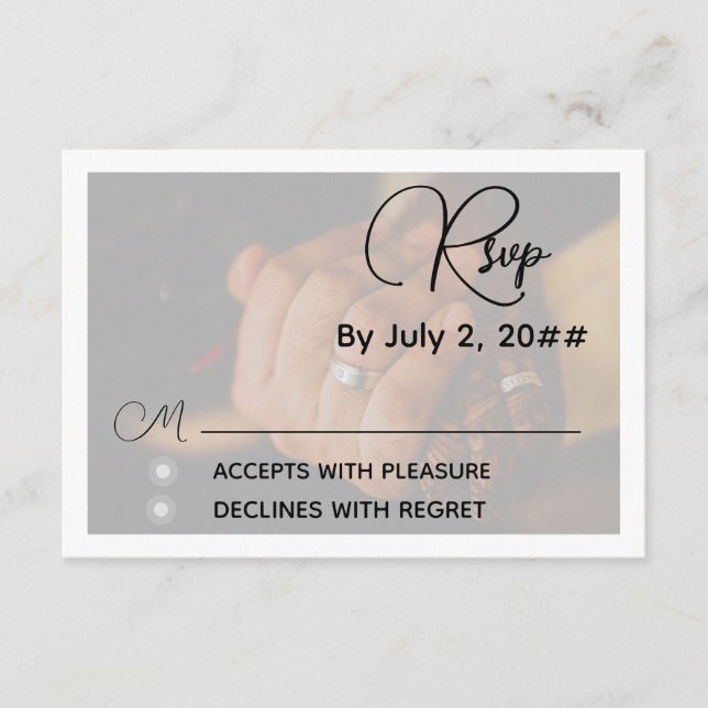 Elegant Minimalist Grey Wedding RSVP Reply Card (Front)