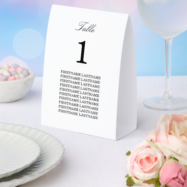 Elegant Minimalist Guest Names Paper Table Tent (Insitu(Wedding))