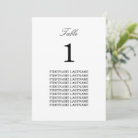 Elegant Minimalist Guest Names Table Card