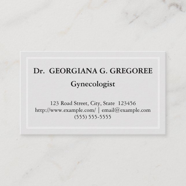 Elegant & Minimalist Gynaecologist Business Card (Front)