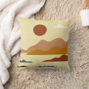 Elegant Minimalist Hand draw Abstract Landscape  Cushion