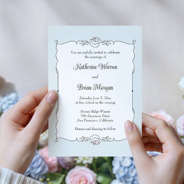 Elegant Minimalist Hand Drawn Rose Frame Invitation (Creator Uploaded)