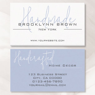 Elegant Minimalist Handmade Handcrafted Light Blue Business Card