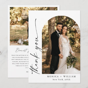 Elegant Minimalist Handwriting Wedding 2 Photo Thank You Card