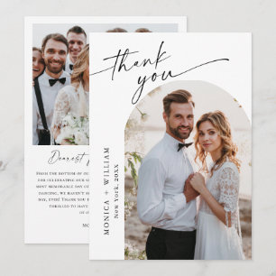 Elegant Minimalist Handwriting Wedding 2 Photo Thank You Card