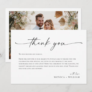 Elegant Minimalist Handwriting Wedding One Photo Thank You Card