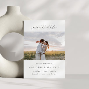 Elegant Minimalist Handwritten Script Wide Photo Save The Date