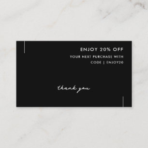 Elegant Minimalist Handwritten Thank You Black Discount Card
