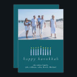 Elegant Minimalist Happy Hanukkah Family 1 Photo Holiday Card<br><div class="desc">Elegant Minimalist Happy Hanukkah Family 1 Photo</div>