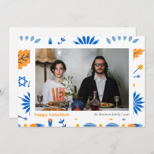 Elegant Minimalist Happy Hanukkah Family 1 Photo Holiday Card