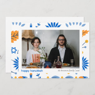 Elegant Minimalist Happy Hanukkah Family 1 Photo Holiday Card