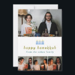 Elegant Minimalist Happy Hanukkah Family 4 Photo Holiday Card<br><div class="desc">Elegant Minimalist Happy Hanukkah Family 4 Photo</div>
