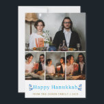 Elegant Minimalist Happy Hanukkah Family 4 Photo Holiday Card<br><div class="desc">Elegant Minimalist Happy Hanukkah Family 4 Photo</div>