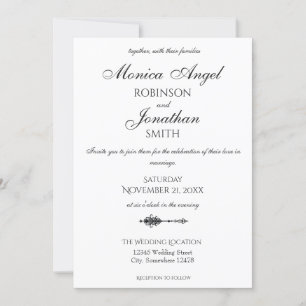 Elegant Minimalist Heart Arrow Wedding Invitation