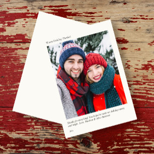 Elegant Minimalist Holiday Photo Thank You Card