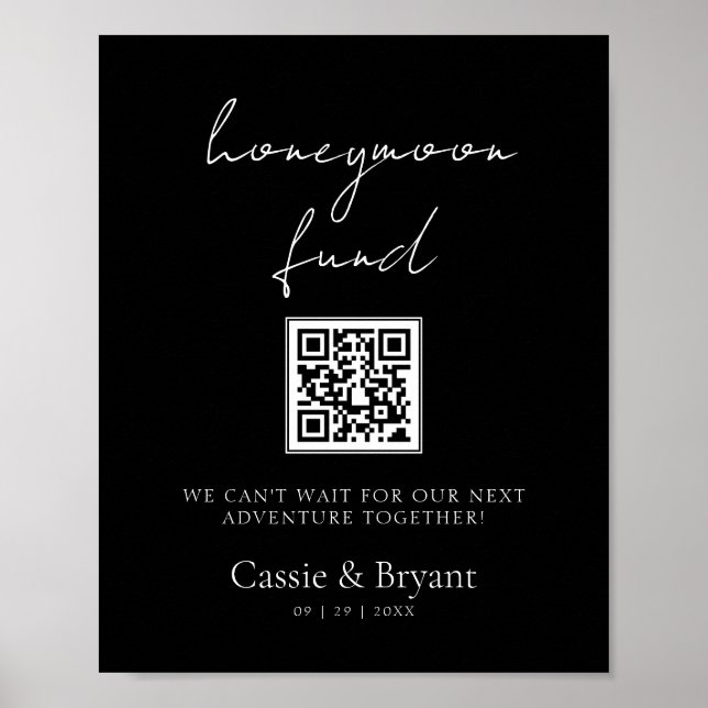 Elegant Minimalist Honeymoon Fund Wedding Sign (Front)