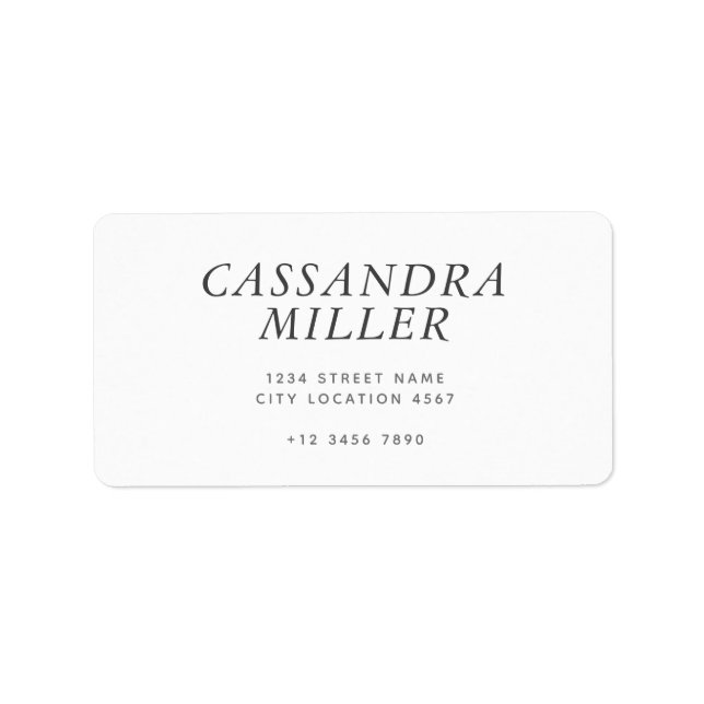 Elegant Minimalist Italics Typography Address Label (Front)