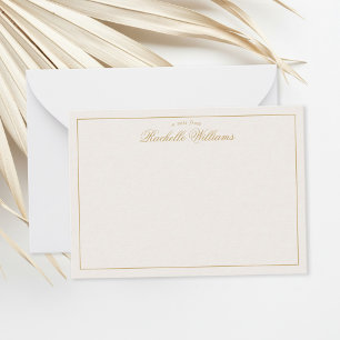 Elegant Minimalist Ivory and Gold Monogram Card