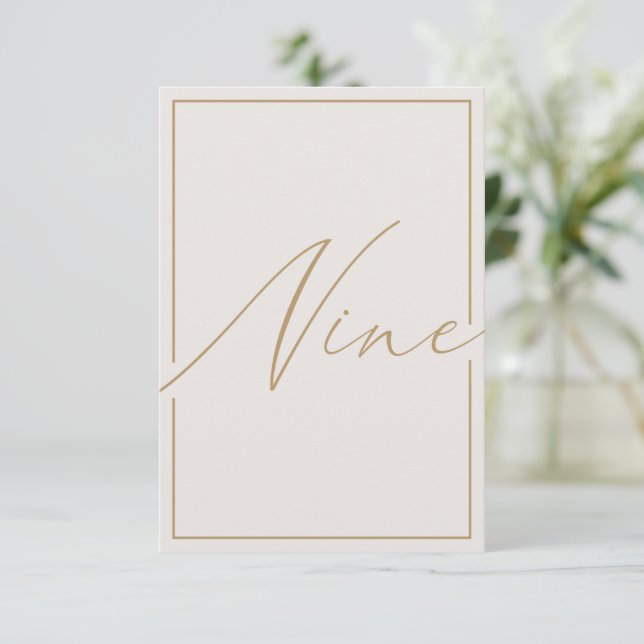Elegant Minimalist Ivory Calligraphy Table Number (Standing Front)