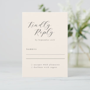 Elegant Minimalist Ivory Cream Calligraphy Wedding RSVP Card
