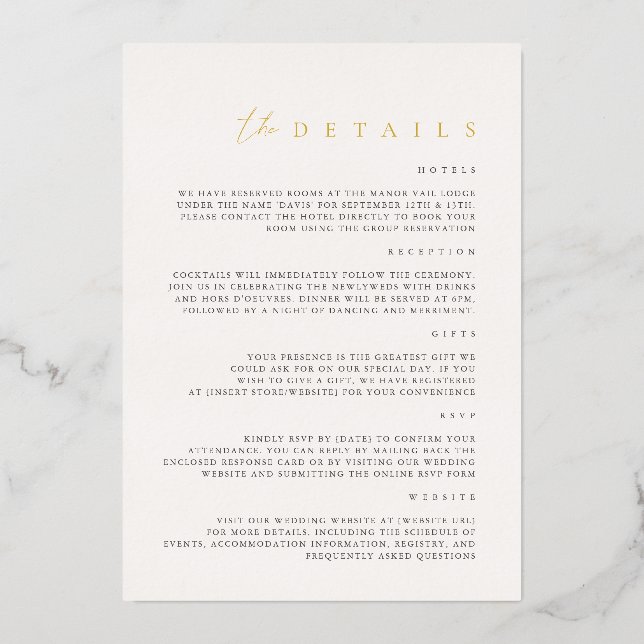 Elegant Minimalist Ivory Foil Wedding (Back)