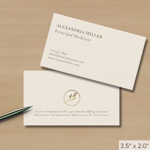 Elegant Minimalist Ivory Gold Leaf Logo Business Card