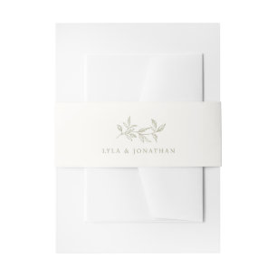 Elegant Minimalist Ivory & Olive Wedding Invitation Belly Band