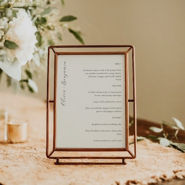 Elegant Minimalist Ivory Script Custom Wedding Menu (Creator Uploaded)