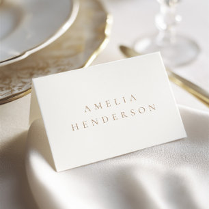 Elegant Minimalist Ivory Taupe Wedding Place Card