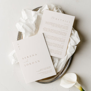 Elegant Minimalist Ivory Wedding Details on Back Invitation