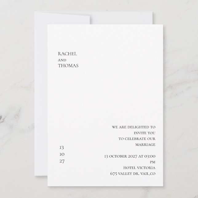 Elegant Minimalist Ivory Wedding Invitation (Front)