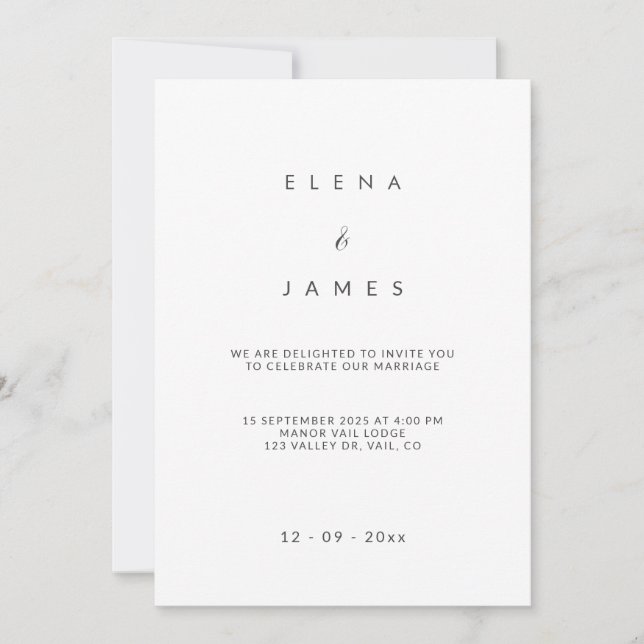 Elegant Minimalist Ivory Wedding Invitation (Front)