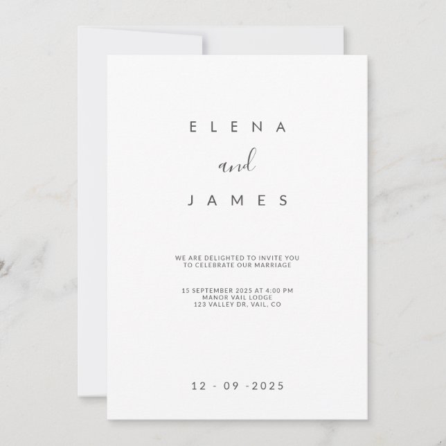 Elegant Minimalist Ivory Wedding Invitation (Front)