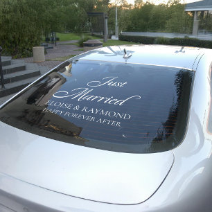 Elegant Minimalist Just Married Wedding Window Cling